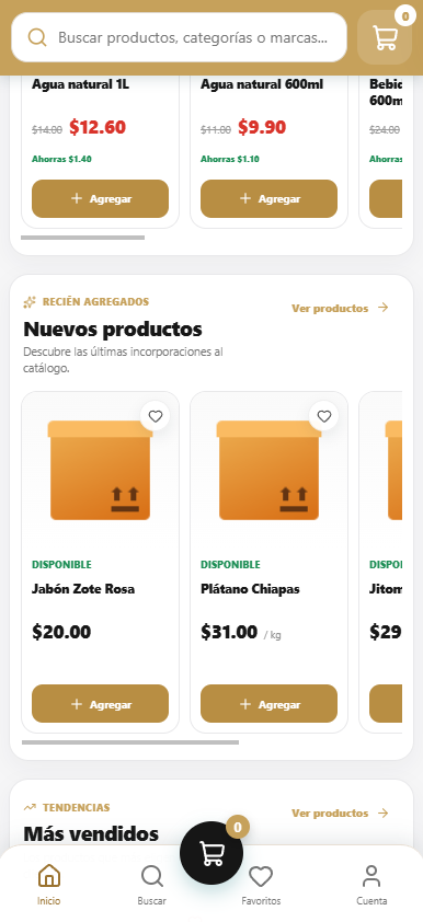 Portada móvil del cliente